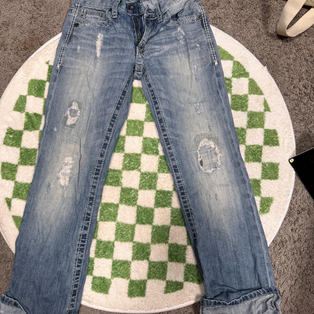 BKE Blue Relaxed Jeans—these are teen BOY size
Striped patchwork